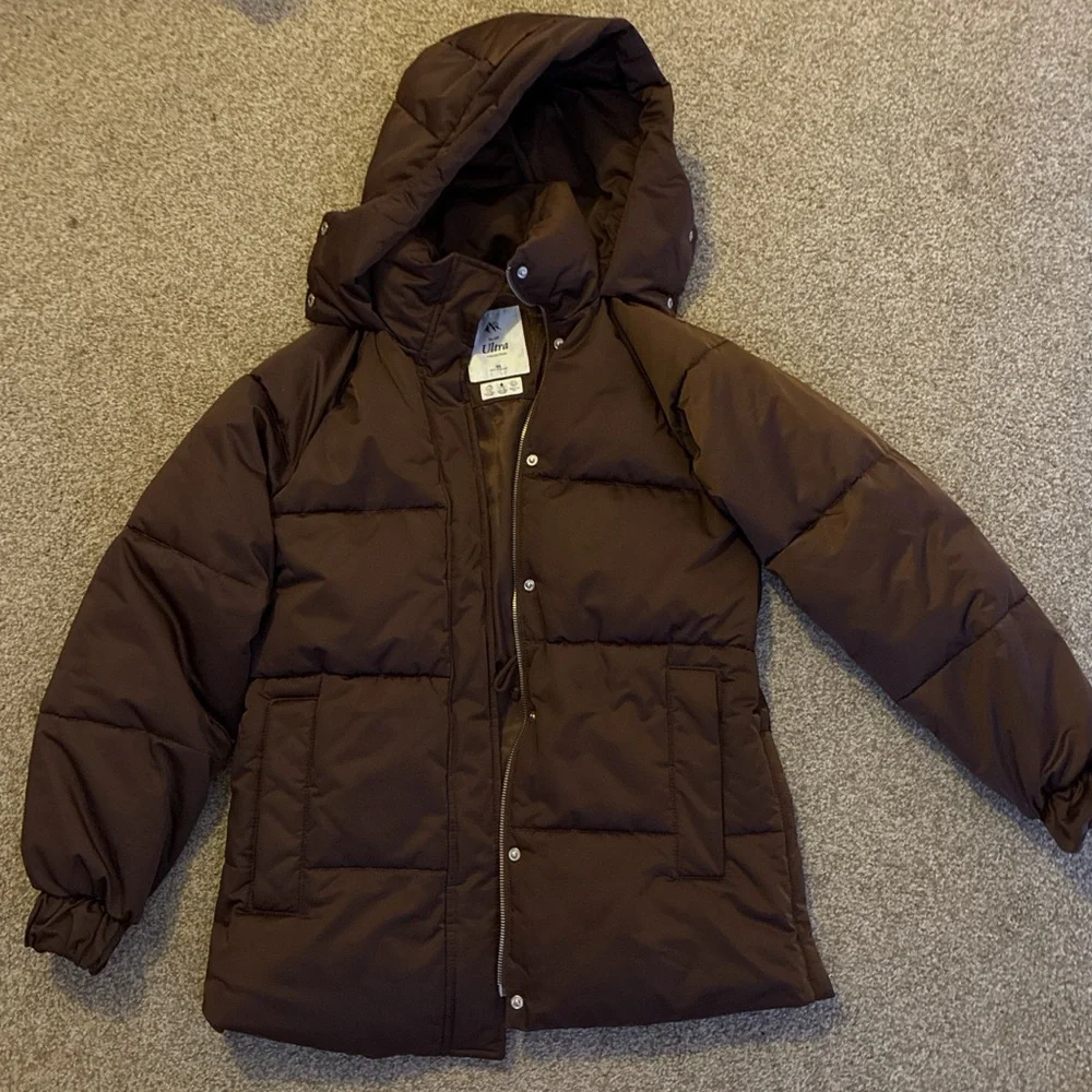 Abercrombie & Fitch Chocolate Puffer Coat - Picture 1 of 4